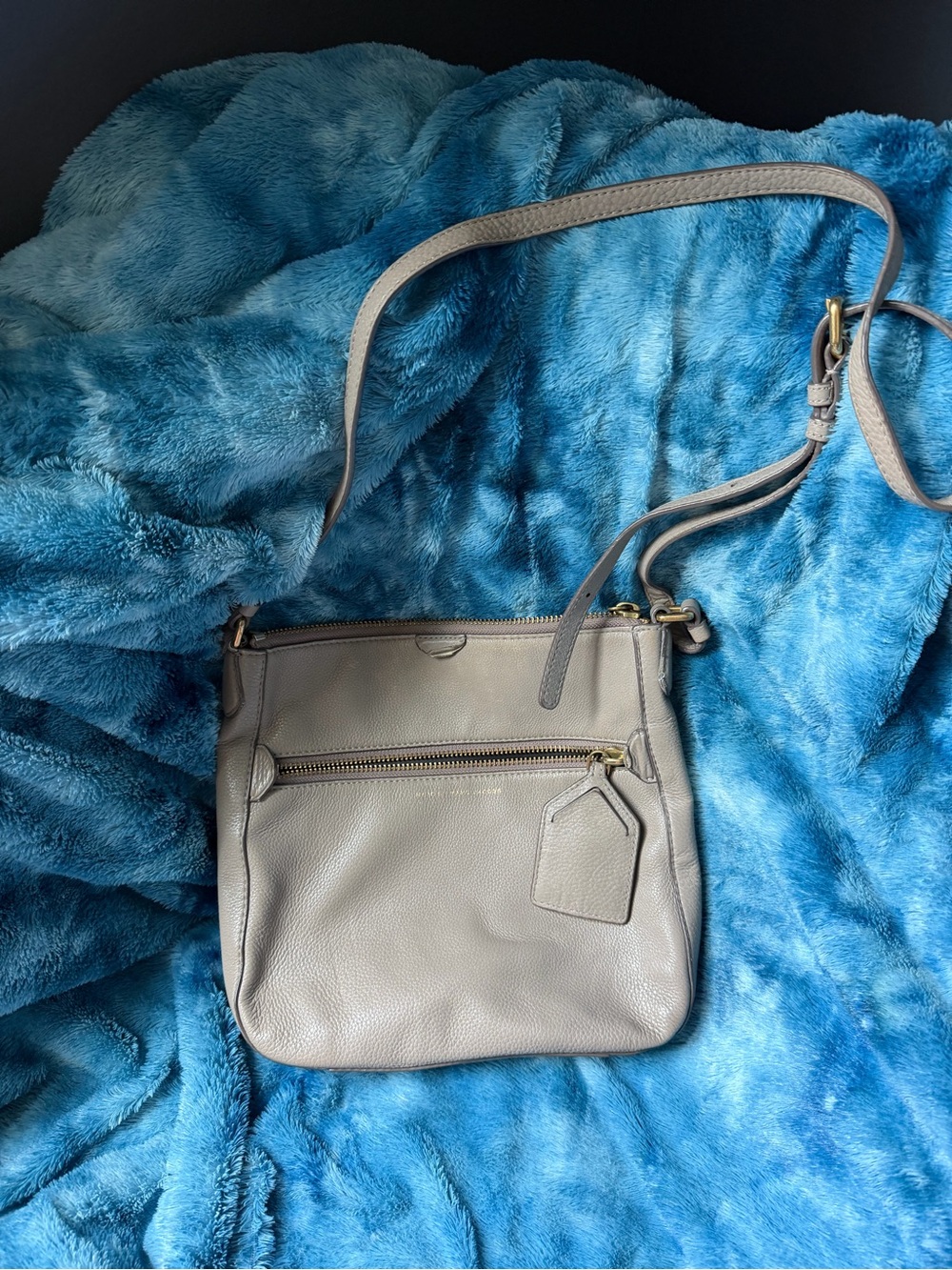 Marc by Marc Jacobs Taupe Leather Pebbled Crossbody with Gold-Tone Hardware